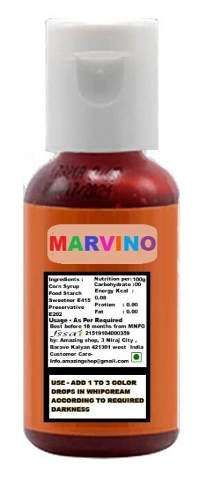 Marvino metalic gel Colors edible Food Colours for cake pastries pinata white chocolate sweets and creams Orange
