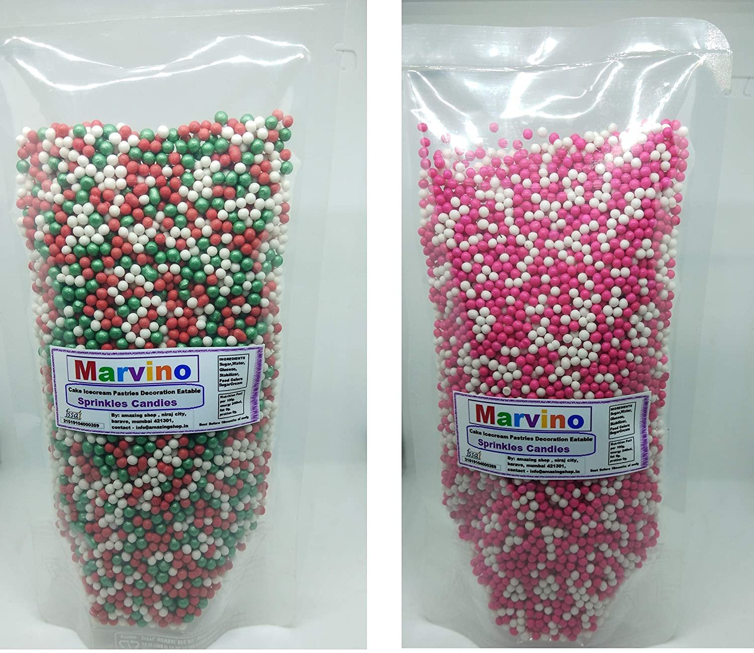 Marvino Edible Colorful Sprinkles for Cake Pastry Ice Cream Sweets Decoration(Pack of 2 Type2 200grams)