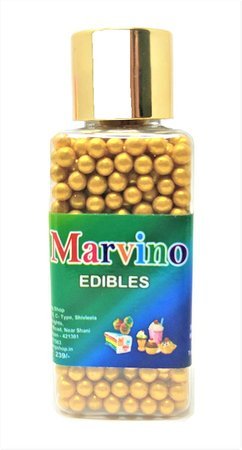 Marvino Edible Sugar Balls for Cake Decorations (Edible Silver gold Balls, Size No. 1)