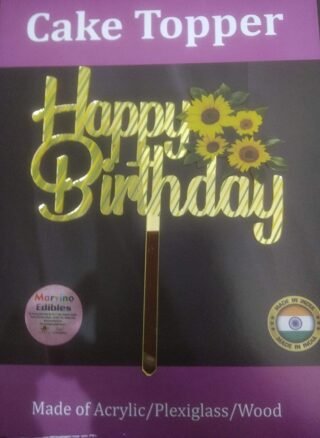 Marvino Happy Birthday cake Topper golden (type Sunflower)