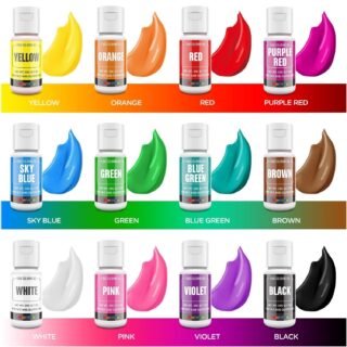 Marvino Color Gel Food Colour (20ml) Bottles (Assorted 12)