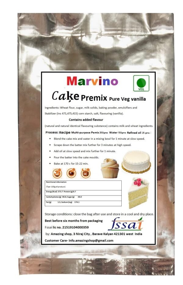 Marvino Cake premix vanilla 250gms