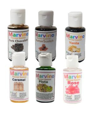Marvino 6 Pack Classic Flavour Essence Extracts Rose,Butter Scotch, Dark Chocolate, Pista, Caramel , Vanila for Flavouring cakes sweets choclates icec
