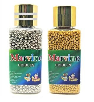 Marvino Edible Sugar Balls for Cake Decorations Silver and gold balls pack of 2