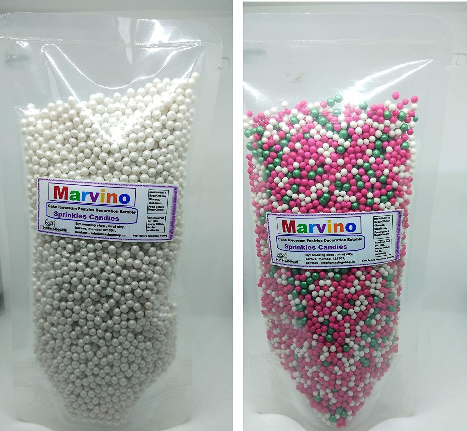 Marvino Edible Colorful Sprinkles for Cake Pastry Ice Cream Sweets Decoration ( Pack of 2 Type 4 200grams)