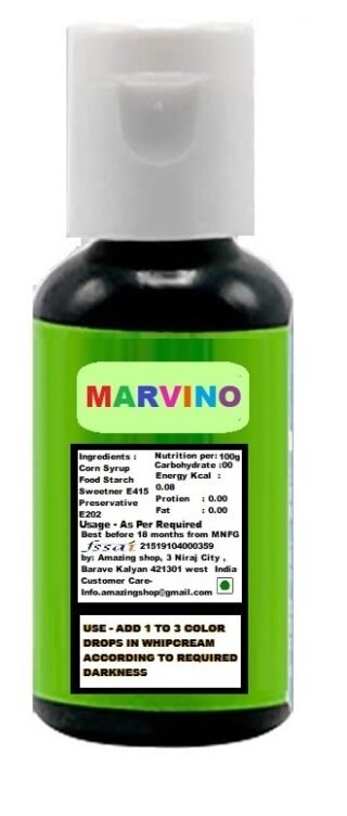 Marvino metalic gel Colors edible Food Colours for cake pastries pinata white chocolate sweets and creams Green