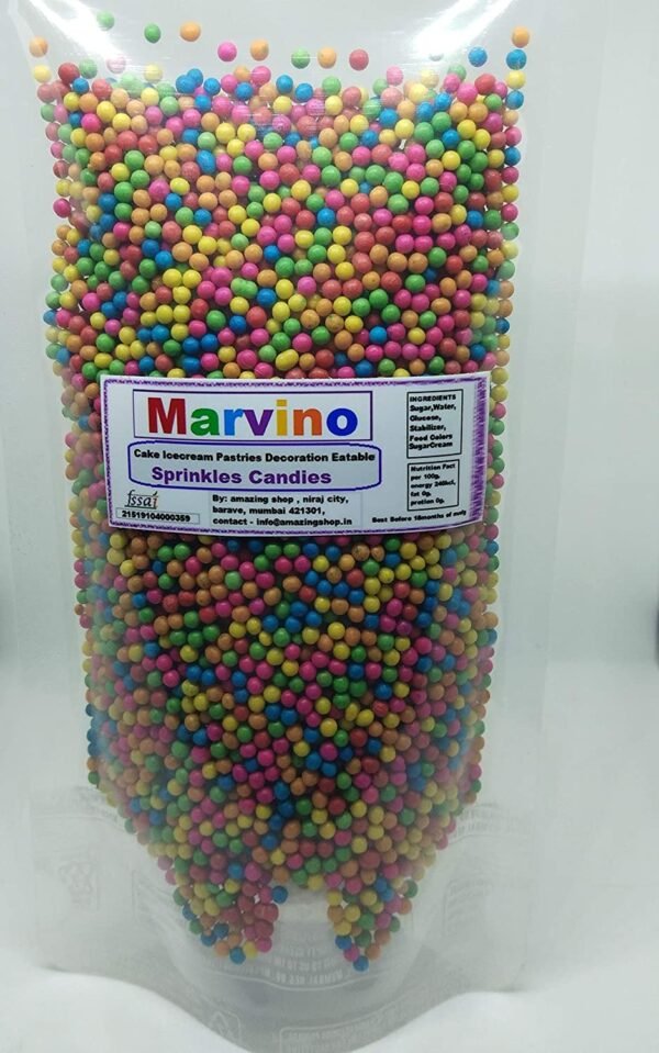 Marvino Edible Colorful Sprinkles for Cake Pastry Ice Cream Sweets Decoration (Mix Multicolor Round Shape Ball Sprinkles)