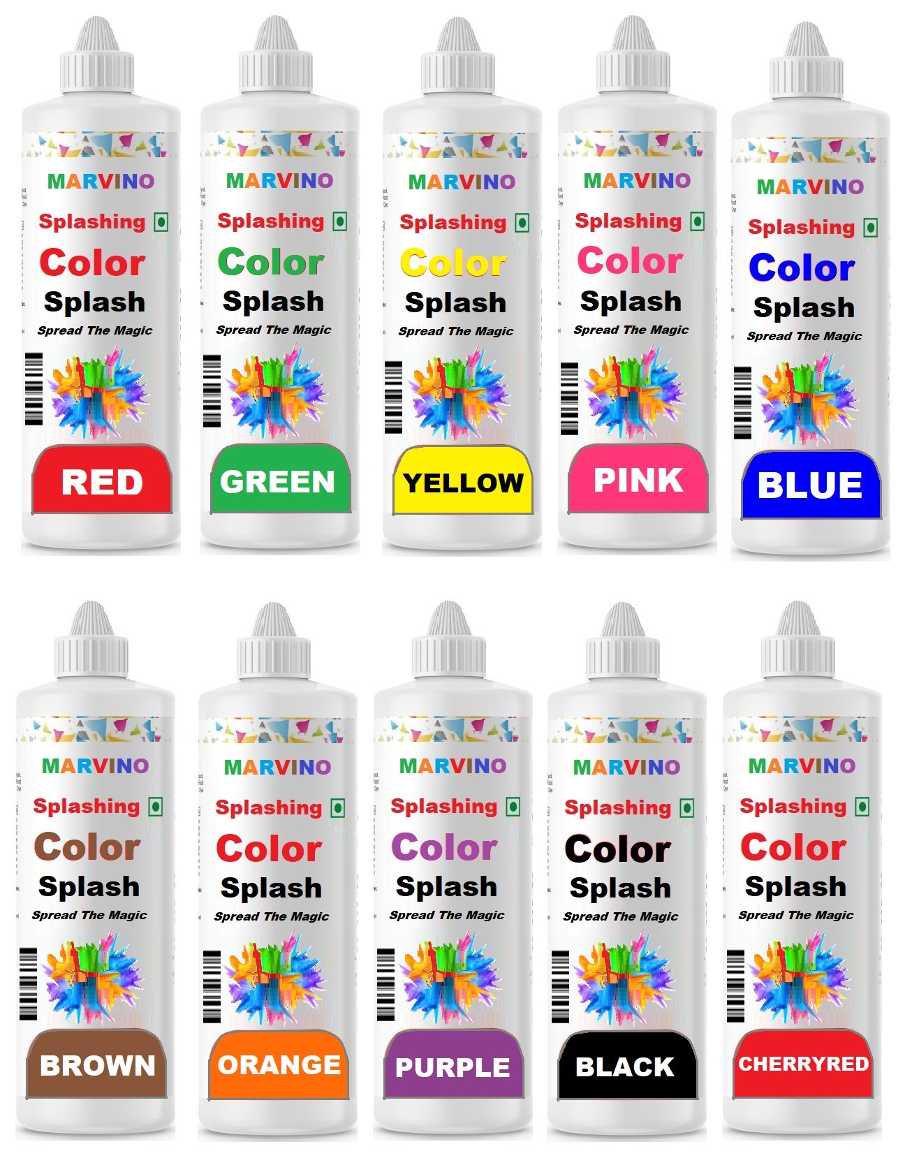 Marvino Splashing Color for Cake and Cream Spread The Magic Set of 10 B Type