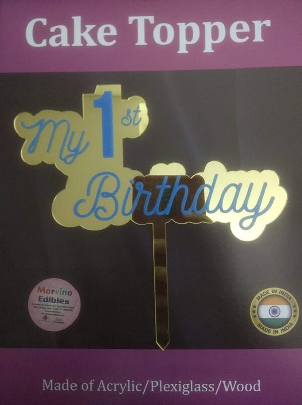 Marvino Cake Topper Golden(Blue )For Baby Boy My 1st Birthday