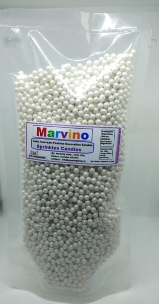 Marvino Edible White Ball Sprinkles for Cake Pastry Ice Cream Sweets Decoration(Silver Ball A3)