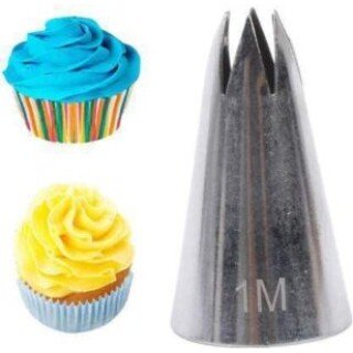 Marvino 1M star Tip Nozzel For Decorating Cakes, Pastries Stainless Steel Star Icing Nozzle