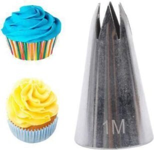 Marvino 1M star Tip Nozzel For Decorating Cakes, Pastries Stainless Steel Star Icing Nozzle