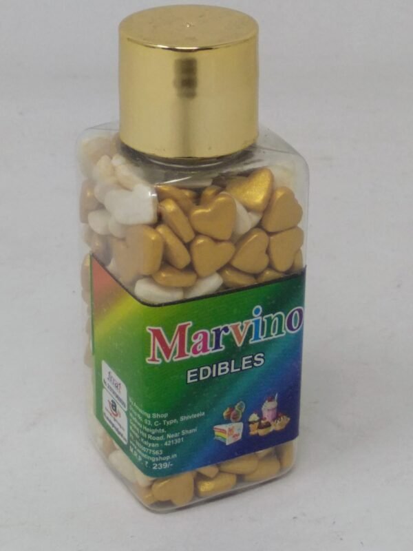 Marvino Edibles Cake and Pastries Decoration (silver and gold Colored hearts)