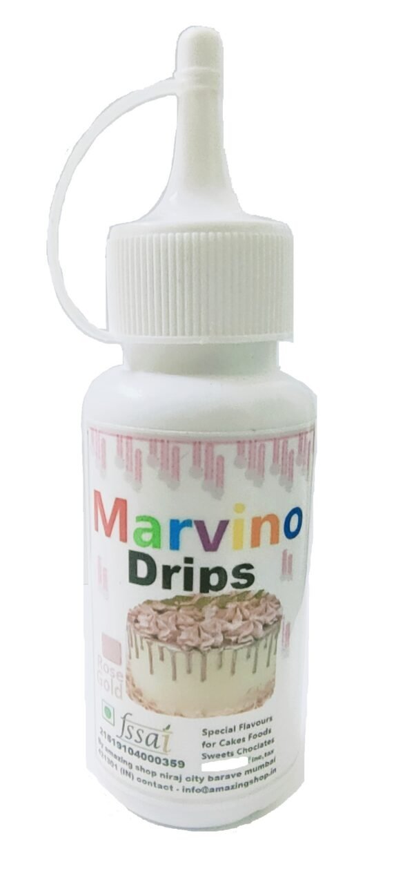 Marvino Rose Gold Drips Edible Decoration for Cakes, Cupcakes, Pastries & ice-Creams.