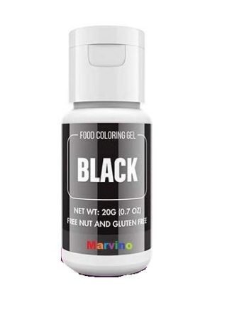 Marvino Color Gel Food Colour (20ml) Bottles (Coal Black)