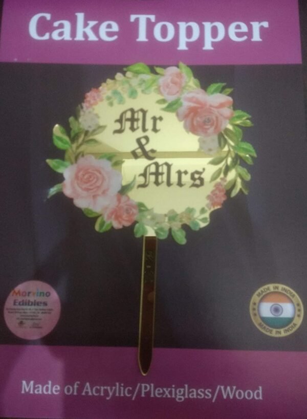 Marvino Cake Topper Golden (Mr & Mrs. Theme)