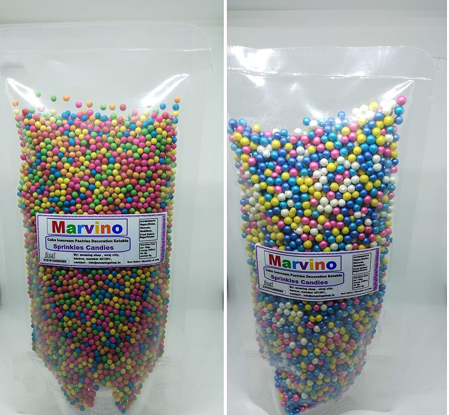 Marvino Edible Colorful Sprinkles for Cake Pastry Ice Cream Sweets Decoration ( Pack of 2 Type 3 200grams)