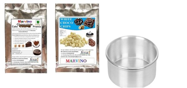 Marvino Ready to Bake premix(Chocolate premix with White Choco Chips and Round Aluminum Mold)