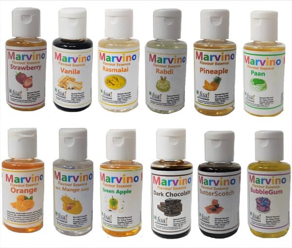 Marvino 12 Best Food Flavours Essence for Cakes Whipcream Fondant Sweets Ice-Creams Falooda Chocolates