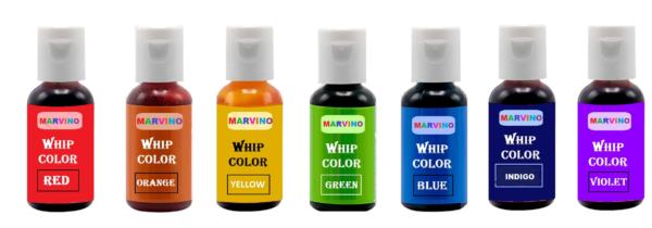 MARVINO Rainbow Whip Colors edible Food Colours for cake pastries pinata white chocolate sweets and creams (140Gm) Multicolor