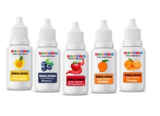 Marvino Emulsion Flavored Color for cakes icecreams pastries whipcreams Jellies Candies (pack of 5)