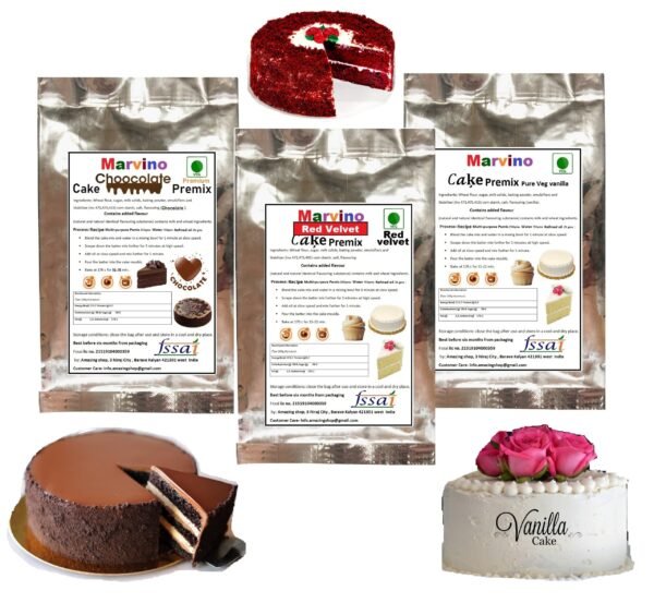 Marvino Ready to Bake premix (Vanilla red Velvet Chocolate premix with Round Aluminum Mold)