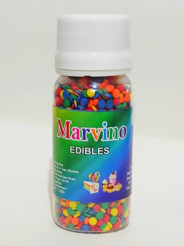 Marvino Edible Colorful Small Disc Decor For Cake Pastry Ice Cream Sweets Decoration Bottle Pack
