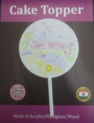Marvino Happy Birthday Cake Topper White (Round)