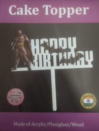 Marvino Happy Birthday Cake Topper White (Batman)