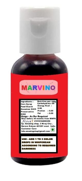 Marvino metalic gel Colors edible Food Colours for cake pastries pinata white chocolate sweets and creams Red