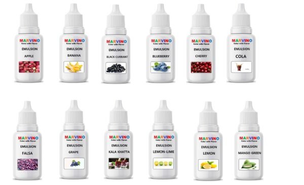 Marvino Emulsion Assorted 20ml Flavored Color for Cakes ice Creams Pastries (Pack of 12)