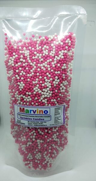 Marvino Edible Pink White Mix Small Balls Sprinkles for Cake Pastry Ice Cream Sweets Decoration(Pink White Ball A7)