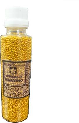 Marvino Golden Sprinkles, Golden ball 1 mm for decorating cakes ,icecream, pastries (100gm) golden Sprinkles