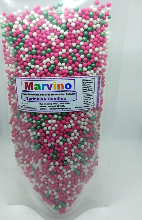 Marvino Edible Colorful Sprinkles for Cake Pastry Ice Cream Sweets Decoration (Small Round Shape sprinkls)