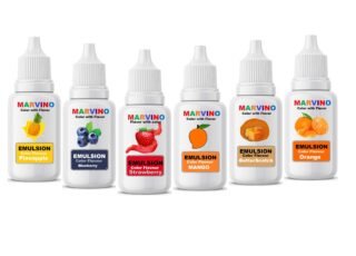 Marvino Emulsion Flavored Color for cakes icecreams pastries whipcreams Jellies Candies (pack of 6)