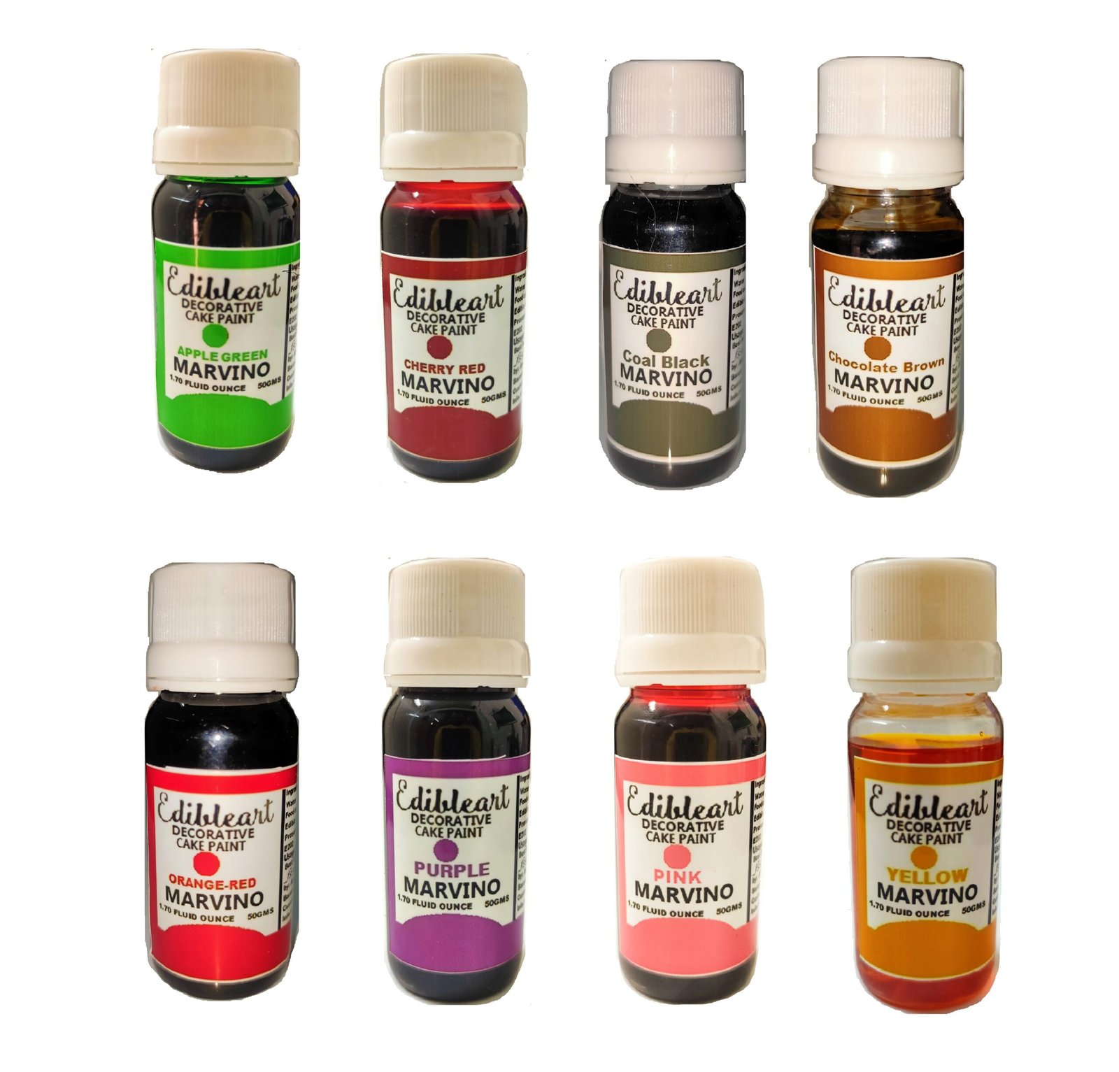 Marvino Liquid Food Color Pack of 8 Type A