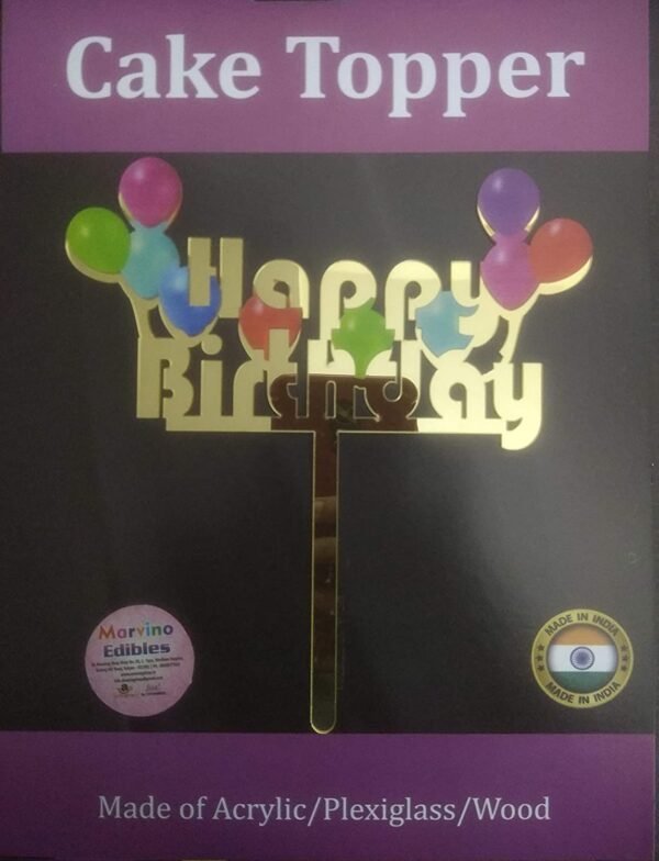 Marvino Happy Birthday Cake Topper Golden (Baloon)