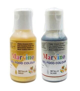 Marvino Metallic Silver & Gold Gel Colors Edible for Cake Icing fondant