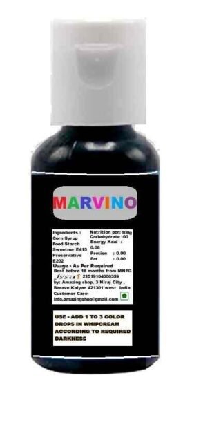 Marvino Whip Colors edible Food Colours for cake pastries pinata white chocolate sweets and creams Multicolor ( Black  )