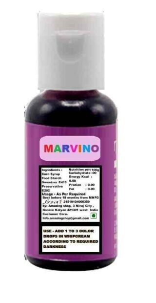Marvino metalic gel Colors edible Food Colours for cake pastries pinata white chocolate sweets and creams Purple
