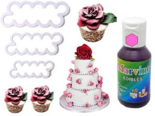 Marvino Rose Gel Edible Color With Rose Flower Maker Cake Cutter Fondant Icing Tool.