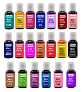 Marvino Whip Colors edible Food Colours for cake pastries pinata white chocolate sweets and creams Multicolor (Set Of 20)