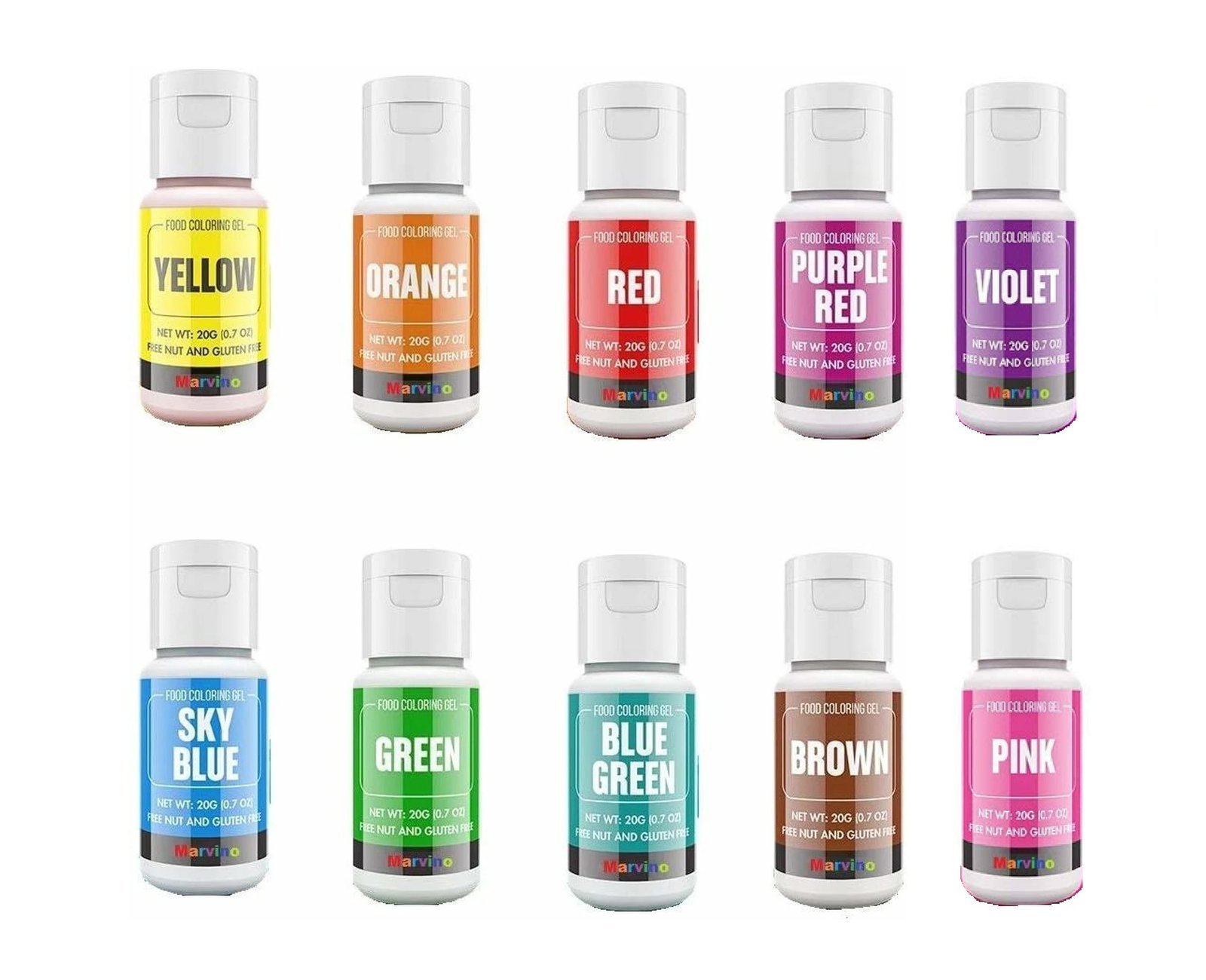 Marvino Color Gel Food Colour Assorted 10