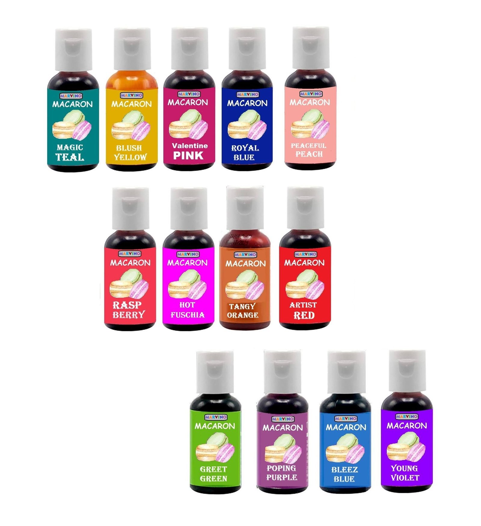 Marvino Macron Color, Food Colours Set of 13