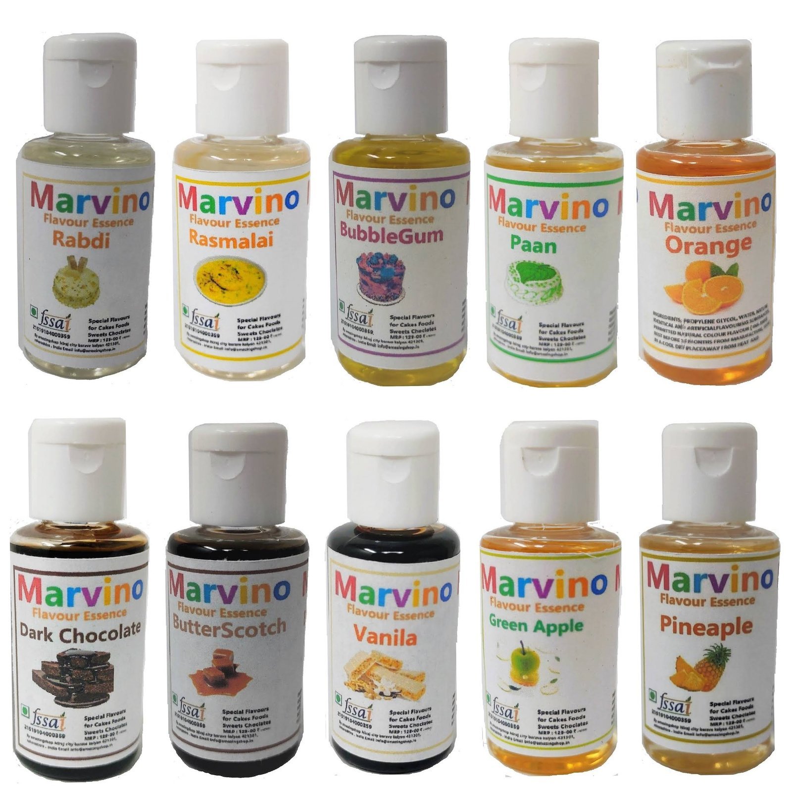 Marvino Top Ten Flavor's Extracts Essence (Pack Of 10 )